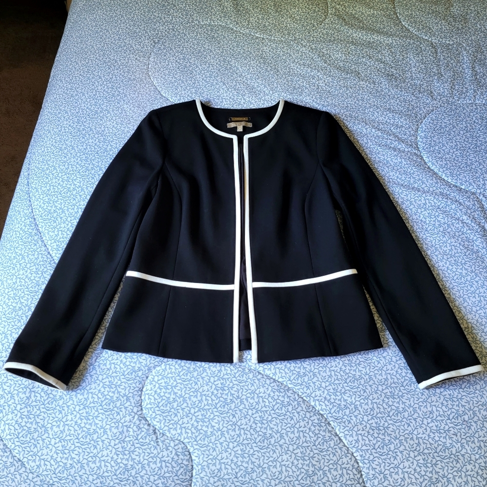 New Talbots Black Open Front Business Office Blazer Coat Size 10 - Picture 2 of 12